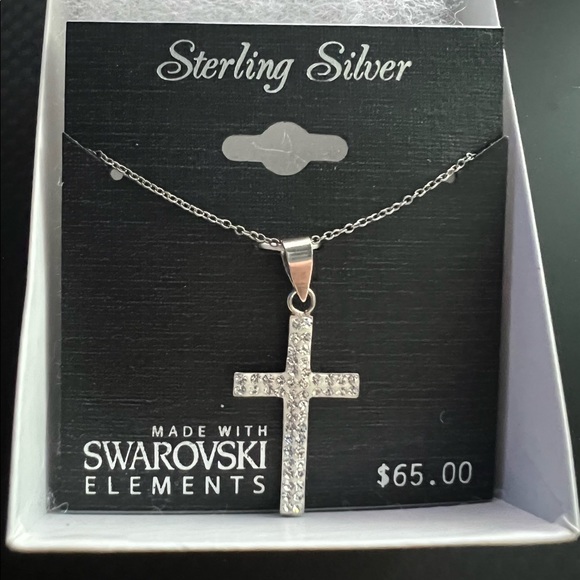 Sterling Silver Cross with Swarovski elements - Picture 1 of 1
